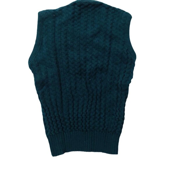 Vintage 1940s-1950s Dark Forest Green Crew Neck Sleeveless Knit Top Sweater Vest - Picture 6 of 7